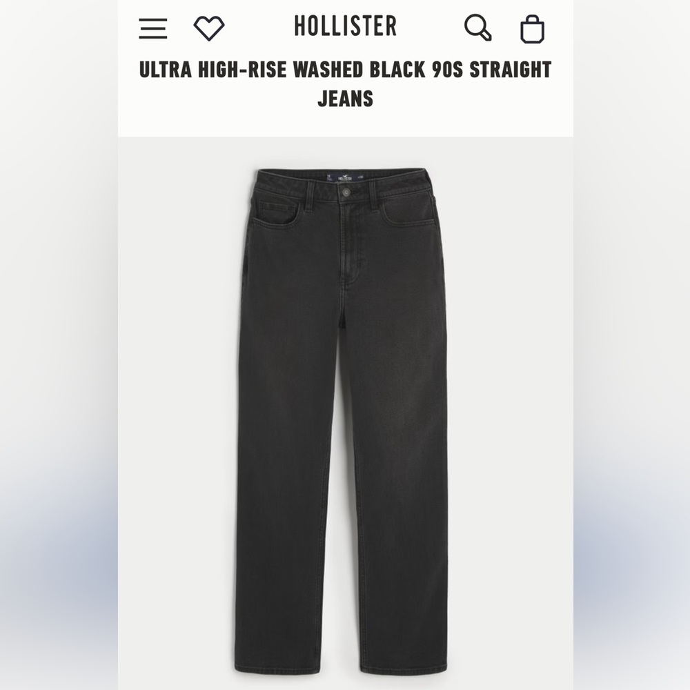 Hollister ULTRA HIGH-RISE WASHED BLACK 90S STRAIGHT JEANS BLACK
